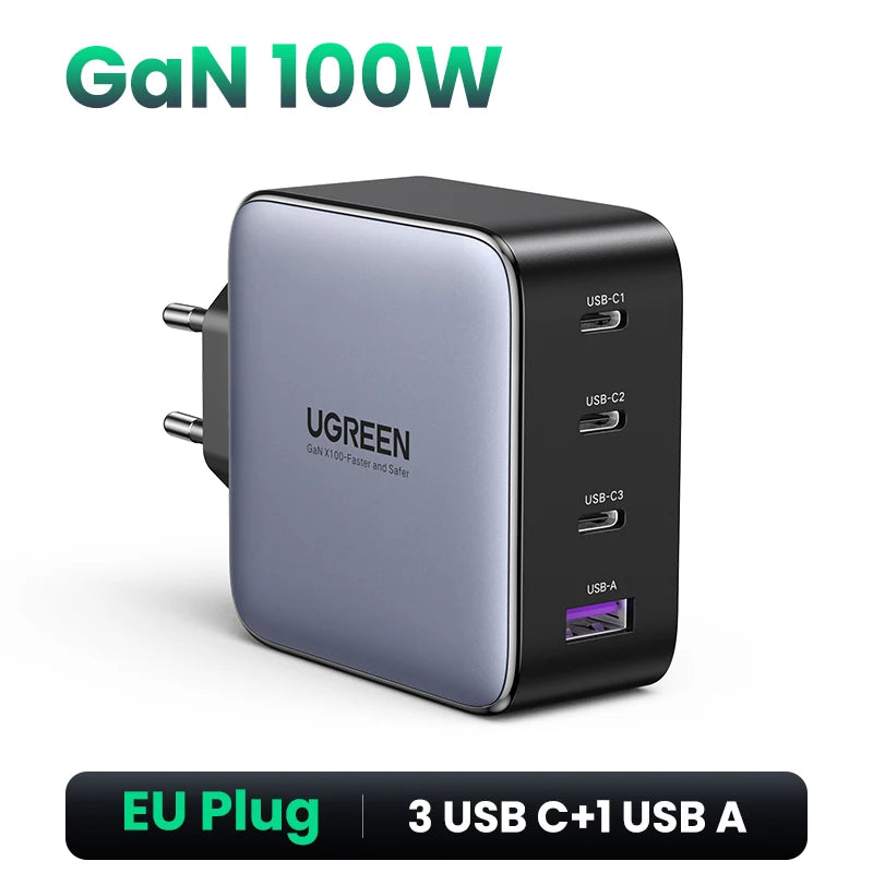 UGREEN GaN100W 65W 45W 30W Fast Charger QC 4.0 3.0 USB Charger for iPhone 17 16 Pro Max Tablet Macbook Pro Air Laptop PD Charger