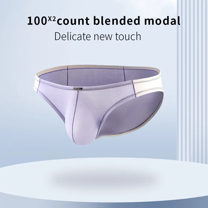 52025 Men's Contrast Color High-Cut Briefs – Soft Quick-Dry Modal Blend, Contoured Pouch and Confident Modern Style