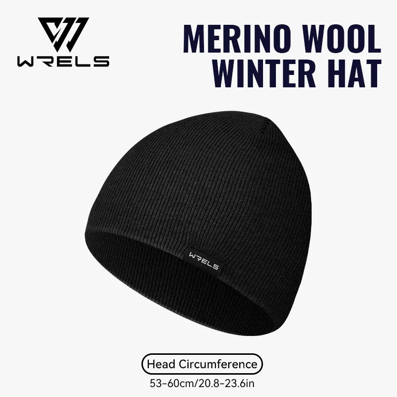 WRELS Merino Wool Beanie Soft Knit Beanie Hat Warm Durable Thick Lined for Cold Weather Skull Cap Hiking Ski Climbing Wool Hat