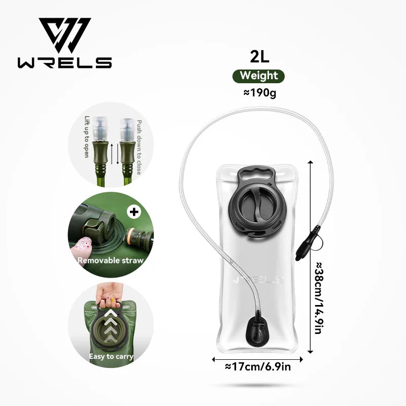 WRELS 1.5L/2L/2.5L/3L Hydration Bladder Leak Proof Water Reservoir BPA Free Water Storage Bag for Hiking Cycling Running Sports