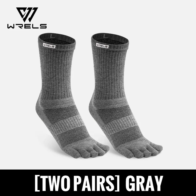 WRELS 1/2/3 Pairs Toe Socks Cotton Athletic Running Five Finger Socks Cushion Socks Sweat-Absorbing Breathable 5 Finger Socks