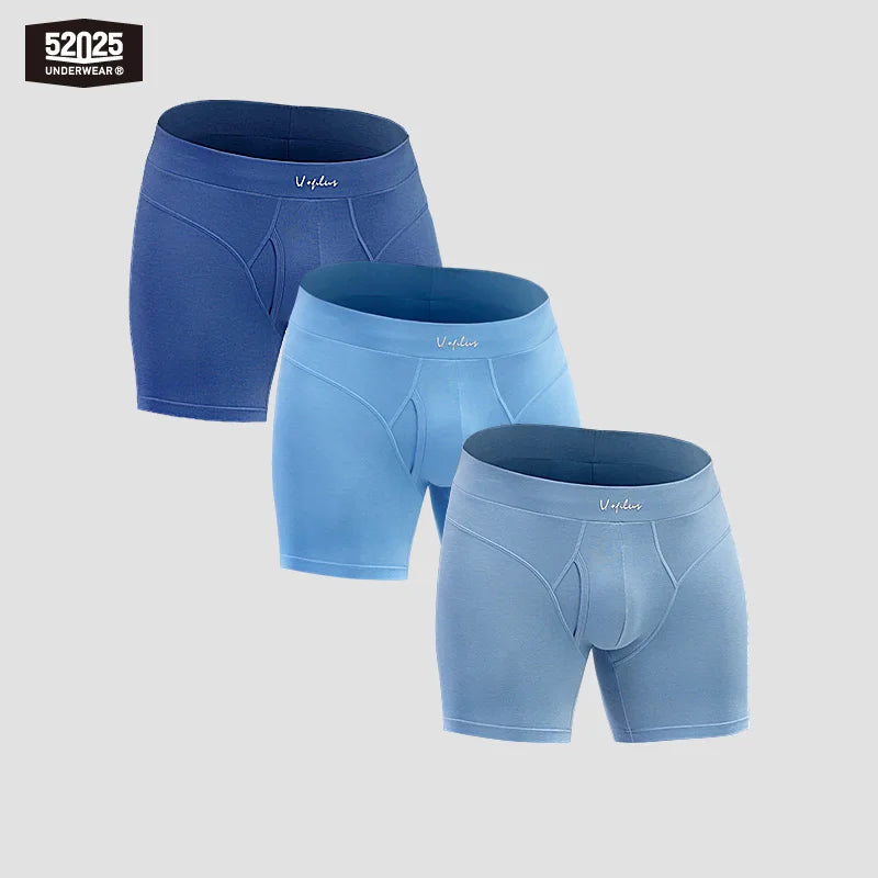 52025 Men's Cotton Modal Boxer Briefs (3-Pack) – Lightweight Breathable Underwear, Modern Fit and Exceptional Everyday Comfort