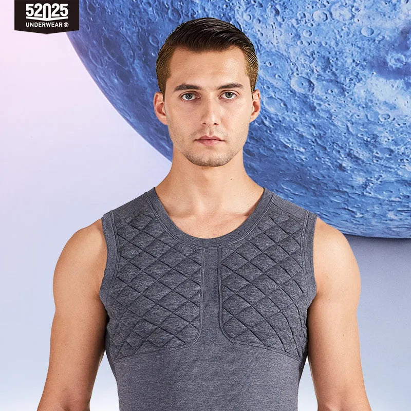 52025 Warm Men’s Thermal Vest – 3-Layer Thick Cotton Sleeveless Top with Soft Fleece Lining. Premium Winter Undershirt for Cold