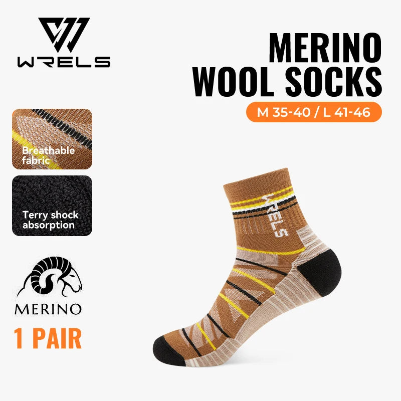 WRELS 1/2/3pairs Merino Wool Hiking Socks Thermal Winter Cushioned Moisture Wicking Socks Warm Wool Trekking Socks for Men Women