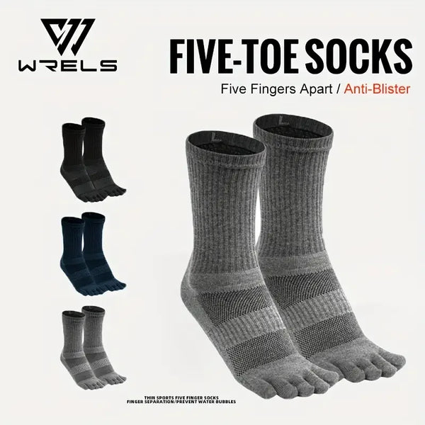 WRELS 1/2/3 Pairs Toe Socks Cotton Athletic Running Five Finger Socks Cushion Socks Sweat-Absorbing Breathable 5 Finger Socks