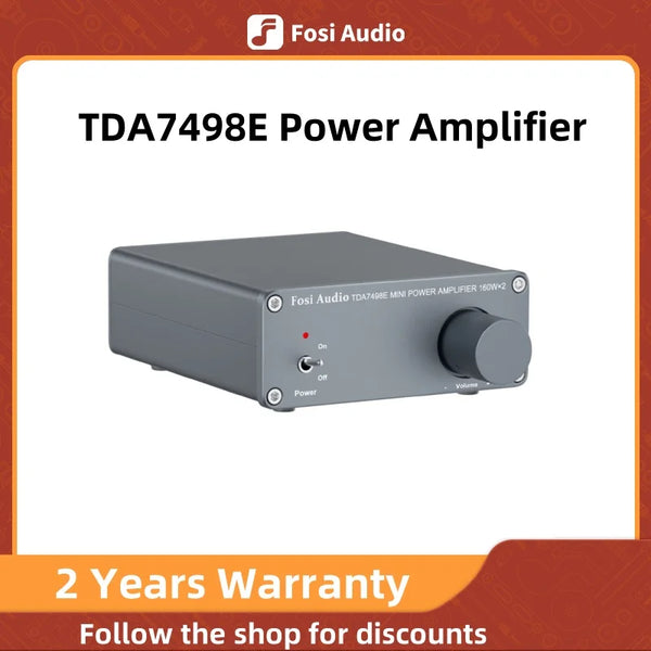 ឧបករណ៍ពង្រីកសំឡេង Fosi Audio TDA7498E 2 ឆានែល ឧបករណ៍ទទួលសំឡេង មីនី ហៃហ្វាយ អំពែរ ឧបករណ៍បំពងសម្លេងរោងភាពយន្តនៅផ្ទះ 160W x 2 អំពែរ