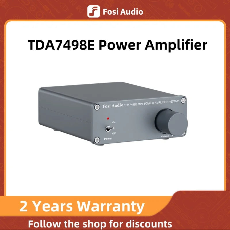 ឧបករណ៍ពង្រីកសំឡេង Fosi Audio TDA7498E 2 ឆានែល ឧបករណ៍ទទួលសំឡេង មីនី ហៃហ្វាយ អំពែរ ឧបករណ៍បំពងសម្លេងរោងភាពយន្តនៅផ្ទះ 160W x 2 អំពែរ