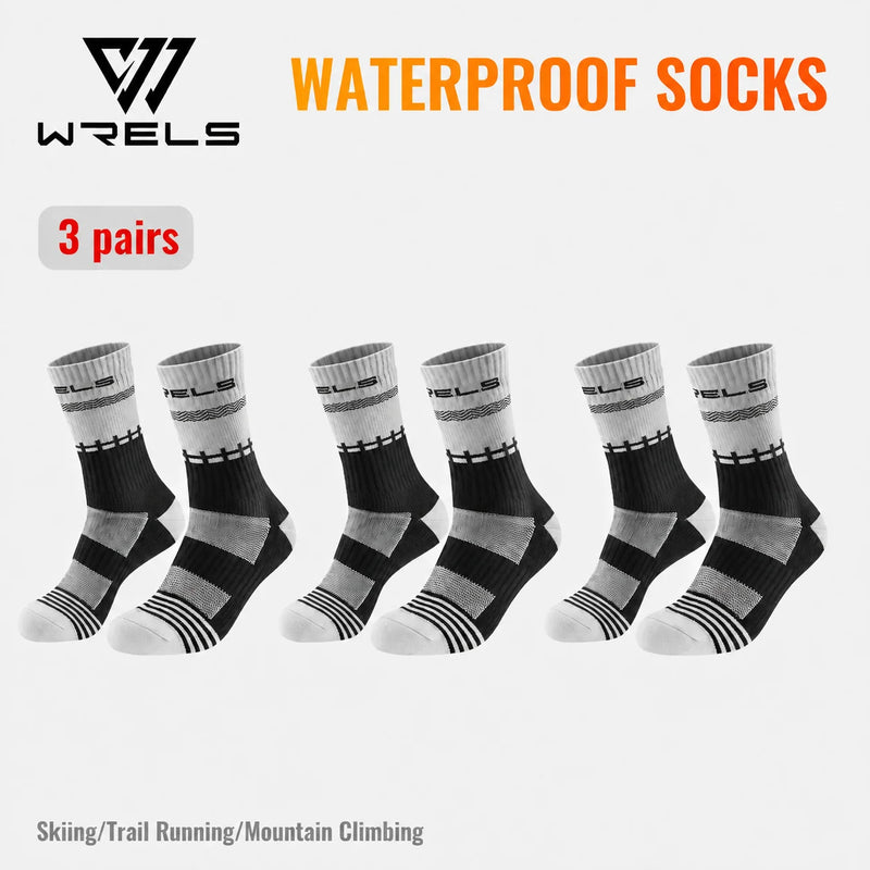 WRELS 1/2/3 Pairs Waterproof Socks Breathable Cushioned Athletic Socks Warm Anti-Slip Outdoor Wading Skiing Fishing Hiking Socks