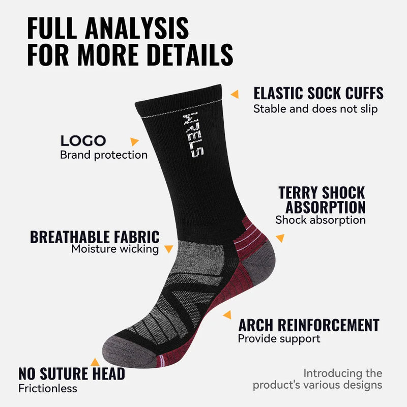 WRELS 1/2/3 Merino Wool Socks Thermal Warm Crew Winter Boot Sock Moisture Wicking Breathable Performance Thick Wool Hiking Socks
