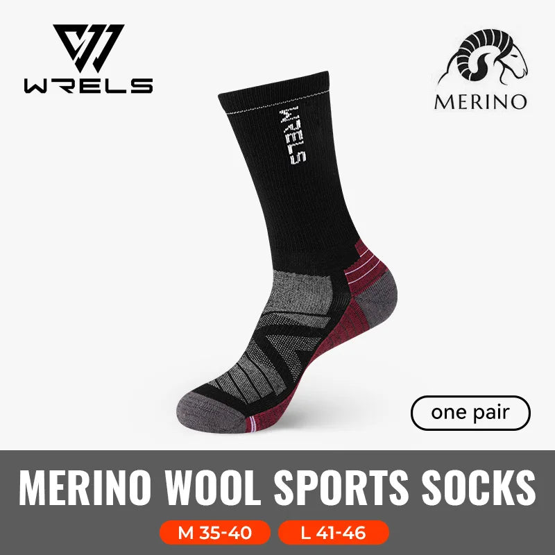 WRELS 1/2/3 Merino Wool Socks Thermal Warm Crew Winter Boot Sock Moisture Wicking Breathable Performance Thick Wool Hiking Socks
