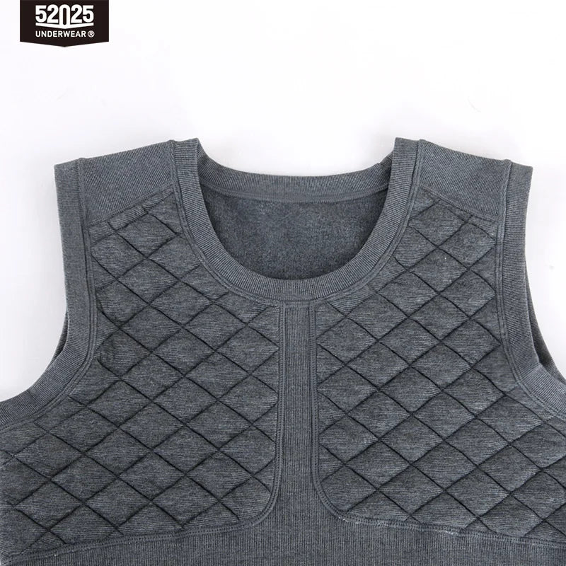 52025 Warm Men’s Thermal Vest – 3-Layer Thick Cotton Sleeveless Top with Soft Fleece Lining. Premium Winter Undershirt for Cold