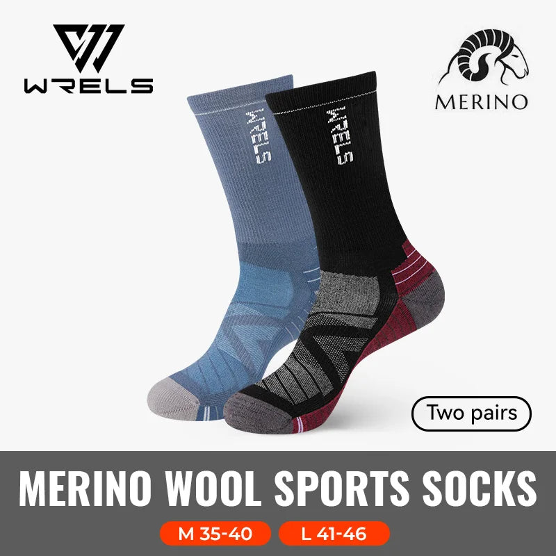 WRELS 1/2/3 Merino Wool Socks Thermal Warm Crew Winter Boot Sock Moisture Wicking Breathable Performance Thick Wool Hiking Socks