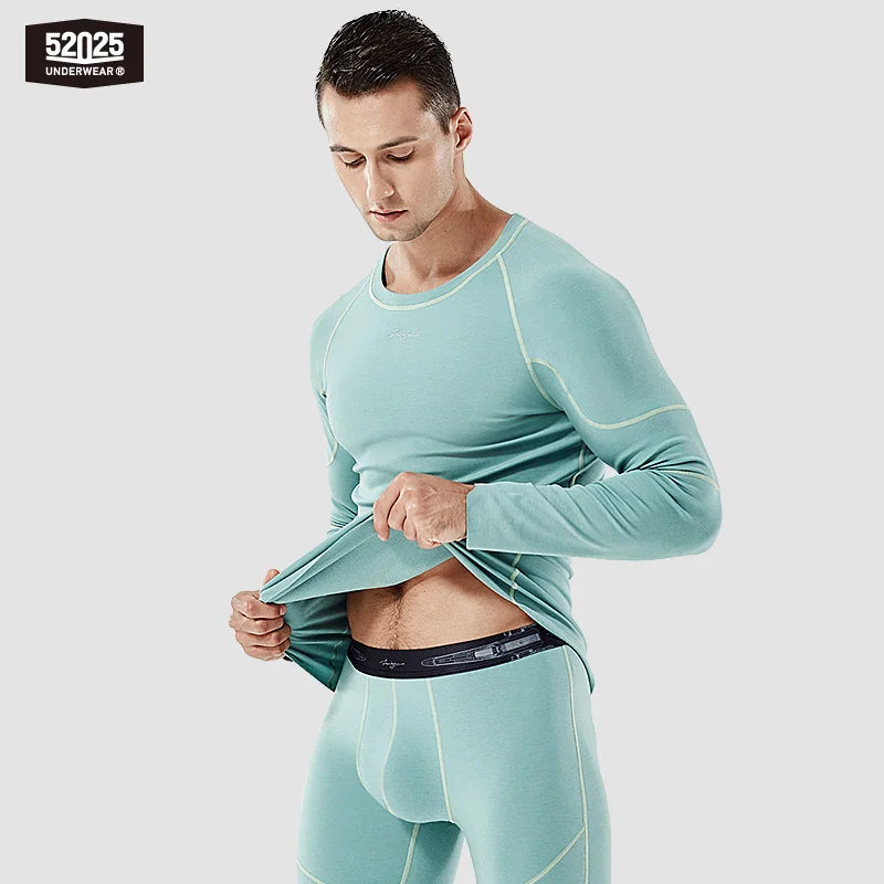 52025 Thermal Underwear with Merino Wool – Warm, Soft Fleece-Lined Long Johns. Premium Base Layer for Ultimate Comfort in Winter