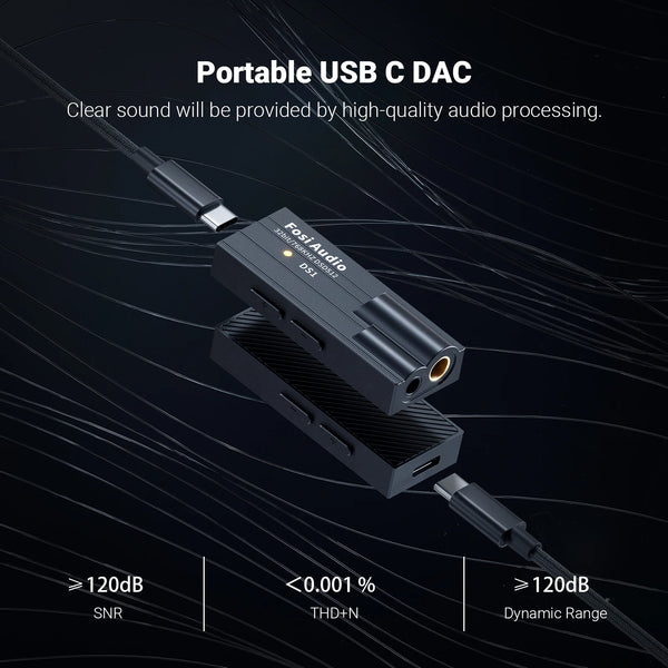 ឧបករណ៍បំពងសម្លេងត្រចៀក Fosi Audio DS1 DSD512 HiFi USB DAC Dongle គាំទ្រឧបករណ៍ឌិកូដអូឌីយ៉ូខ្នាតតូច 32bit/768kHz ជាមួយនឹងតុល្យភាព 4.4MM