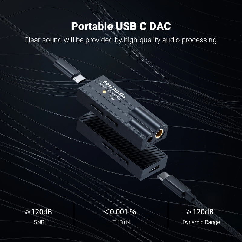 ឧបករណ៍បំពងសម្លេងត្រចៀក Fosi Audio DS1 DSD512 HiFi USB DAC Dongle គាំទ្រឧបករណ៍ឌិកូដអូឌីយ៉ូខ្នាតតូច 32bit/768kHz ជាមួយនឹងតុល្យភាព 4.4MM