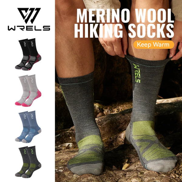 WRELS 1/2/3 Merino Wool Socks Thermal Warm Crew Winter Boot Sock Moisture Wicking Breathable Performance Thick Wool Hiking Socks