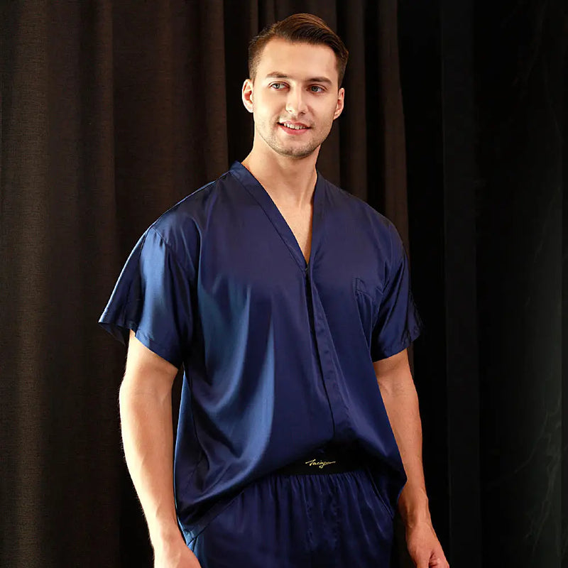52025 Luxury Silk Men’s Shorts – 100% Mulberry Silk Lounge Shorts, Natural Silk Pajama Shorts, Luxurious Feel, Everyday Comfort