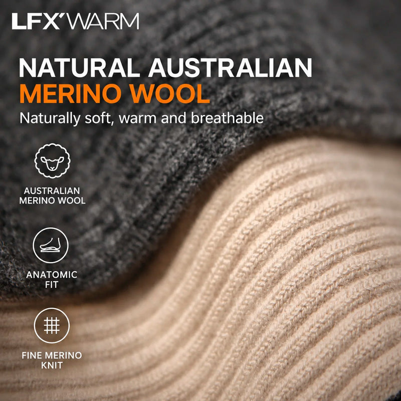 52025 Men's 100% Australian Merino Wool Socks – Soft Breathable Thermal Crew Socks, Natural Warmth & Everyday Comfort