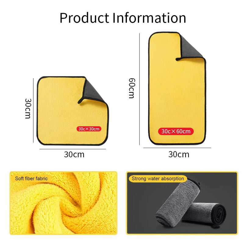 SEAMETAL 1/2/5PCS Car Microfiber Cleaning Towel Premium Car Detailing Fast Drying Microfiber Towel Wash Towels Clean Accessories