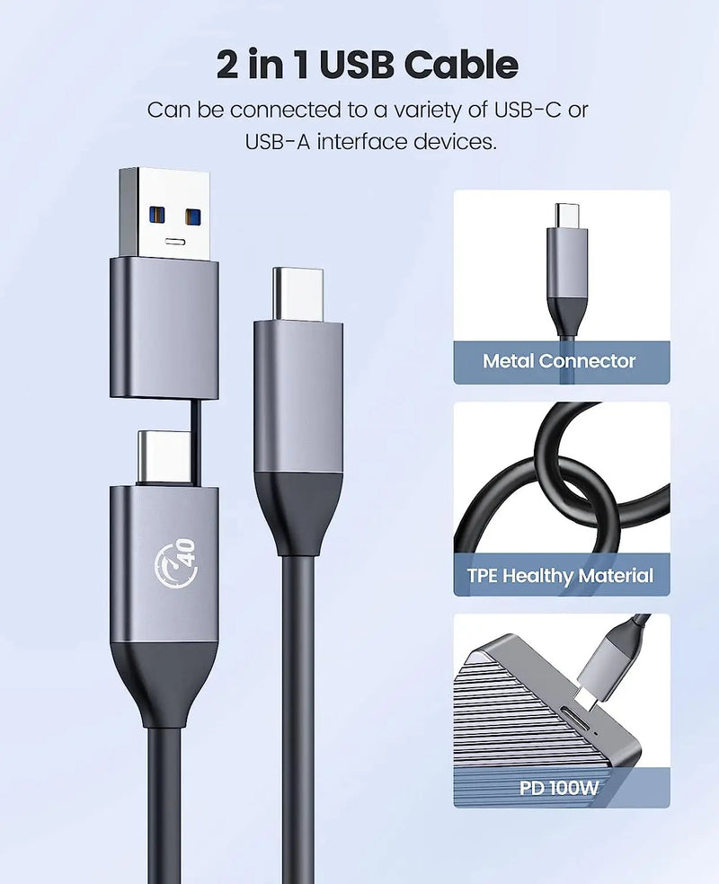 ORICO 40Gbps M.2 NVMe SSD Enclosure USB4 PCIe3.0x4 USB C Aluminum External Adapter Compatible with Thunderbolt 3 4 Tool Free