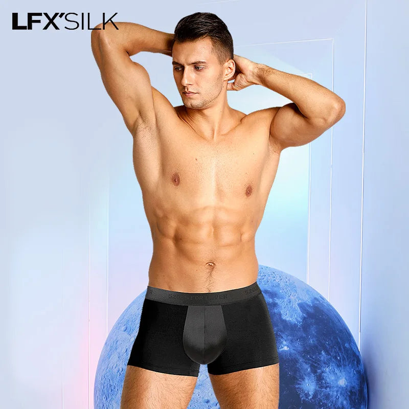 52025 Men's MicroModal Boxers with 100% Mulberry Silk Pouch – Silky-Soft Breathable Comfort, Luxury Feel and Modern Fit