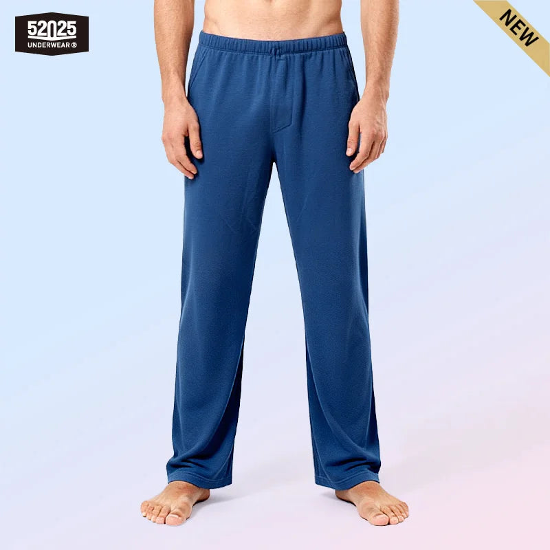 52025 Men's 100% Cotton Pajama Lounge Pants – Relaxed Fit, Side Pockets and Breathable Everyday Comfort