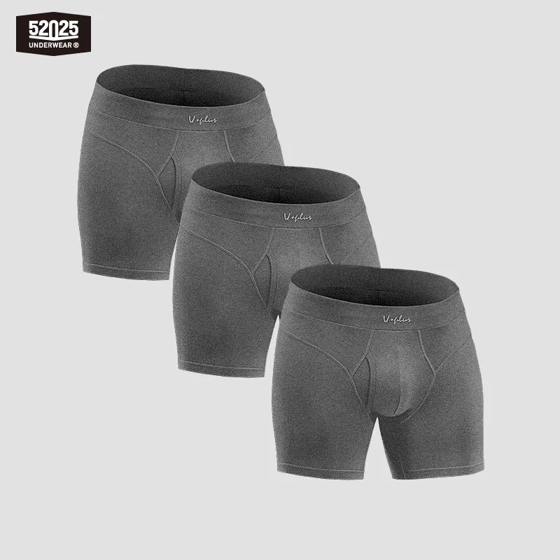 52025 Men's Cotton Modal Boxer Briefs (3-Pack) – Lightweight Breathable Underwear, Modern Fit and Exceptional Everyday Comfort