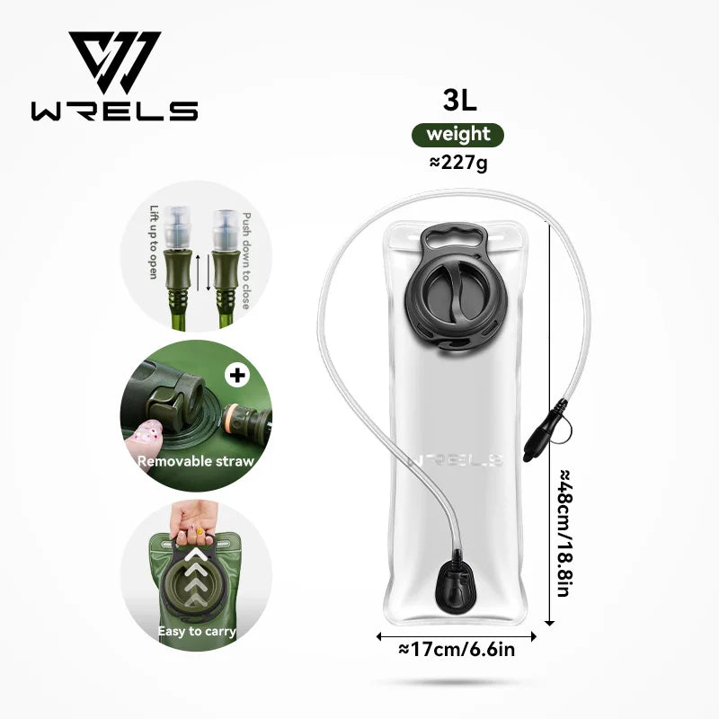 WRELS 1.5L/2L/2.5L/3L Hydration Bladder Leak Proof Water Reservoir BPA Free Water Storage Bag for Hiking Cycling Running Sports