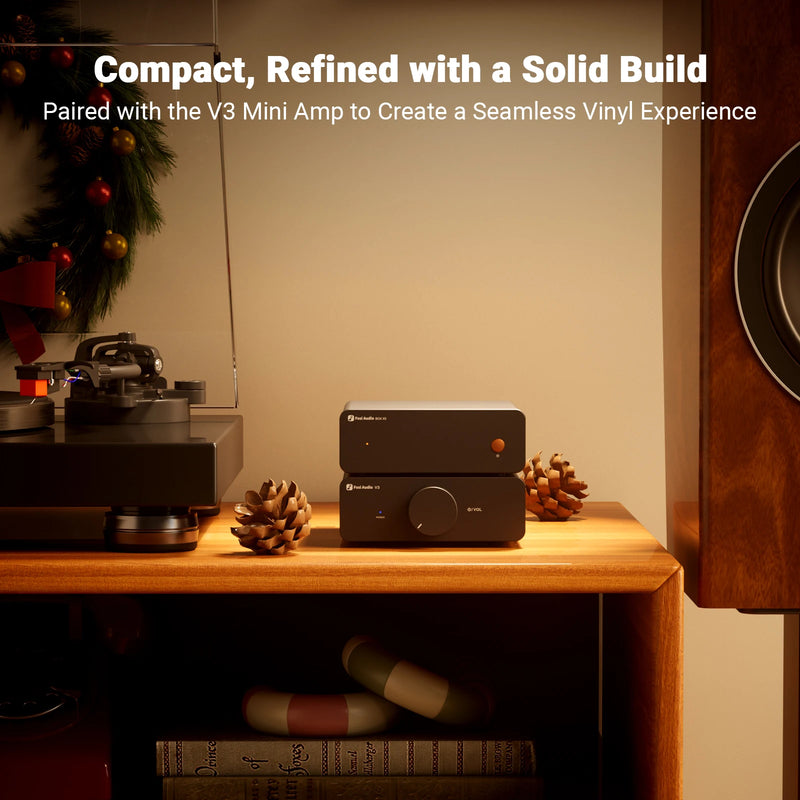 ឧបករណ៍បំពងសំឡេង Fosi Audio BOX X5 HIFI Phono Preamplifier Mini Home Audio សម្រាប់ MM/MC Cartridge Turntable RIAA Preamplifier Compact ជាមួយ V