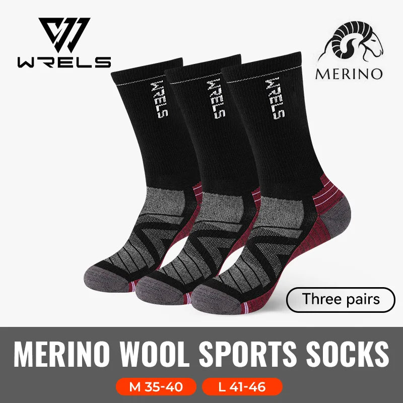 WRELS 1/2/3 Merino Wool Socks Thermal Warm Crew Winter Boot Sock Moisture Wicking Breathable Performance Thick Wool Hiking Socks