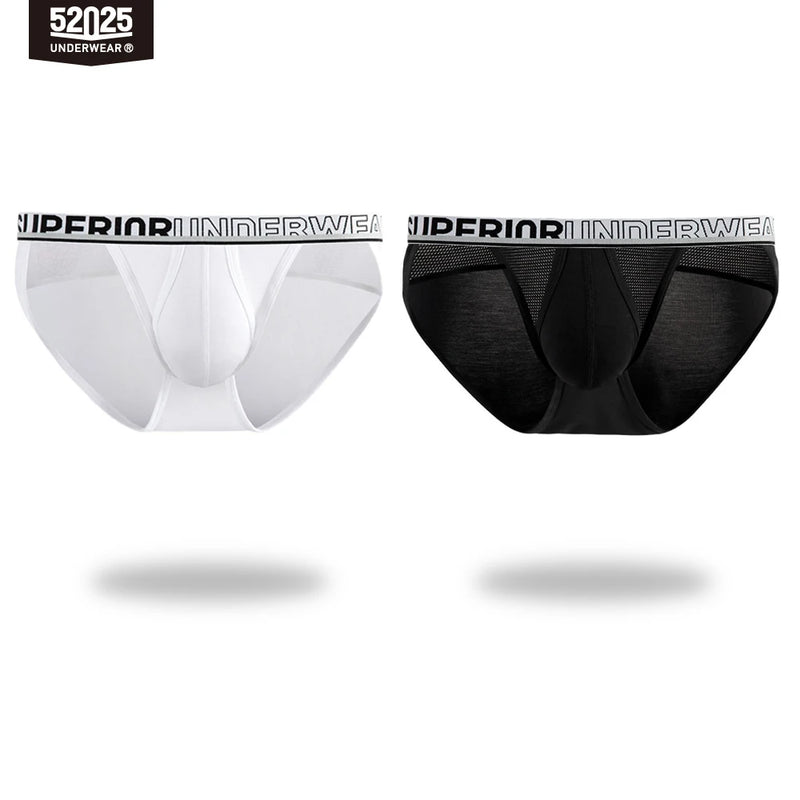 52025 Men's Premium Modal High-Cut Briefs – Breathable Silk-Mesh Pouch, Double Side Fly and Ventilated All-Day Comfort