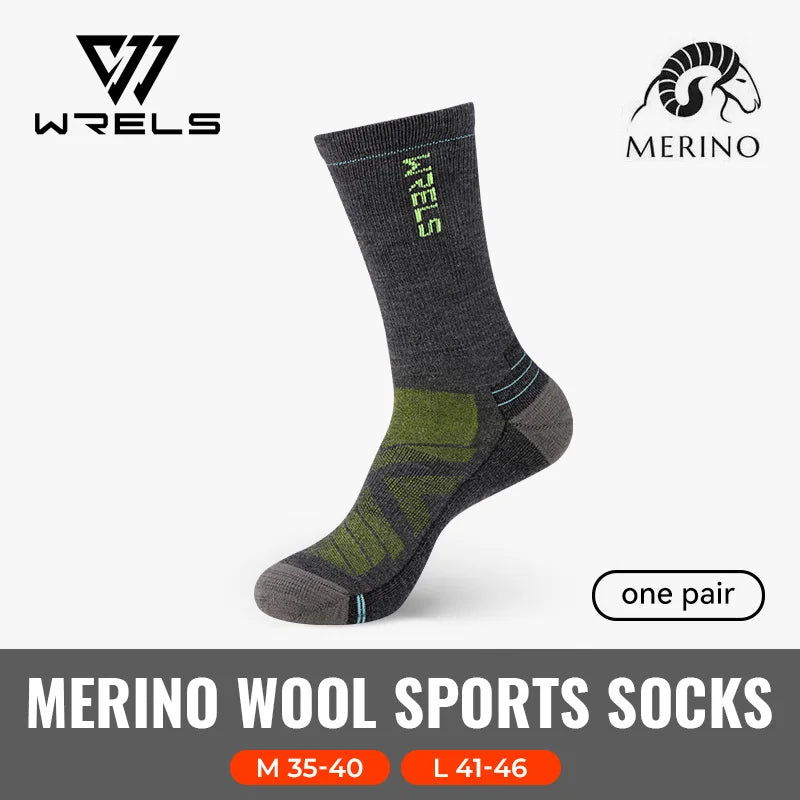 WRELS 1/2/3 Merino Wool Socks Thermal Warm Crew Winter Boot Sock Moisture Wicking Breathable Performance Thick Wool Hiking Socks