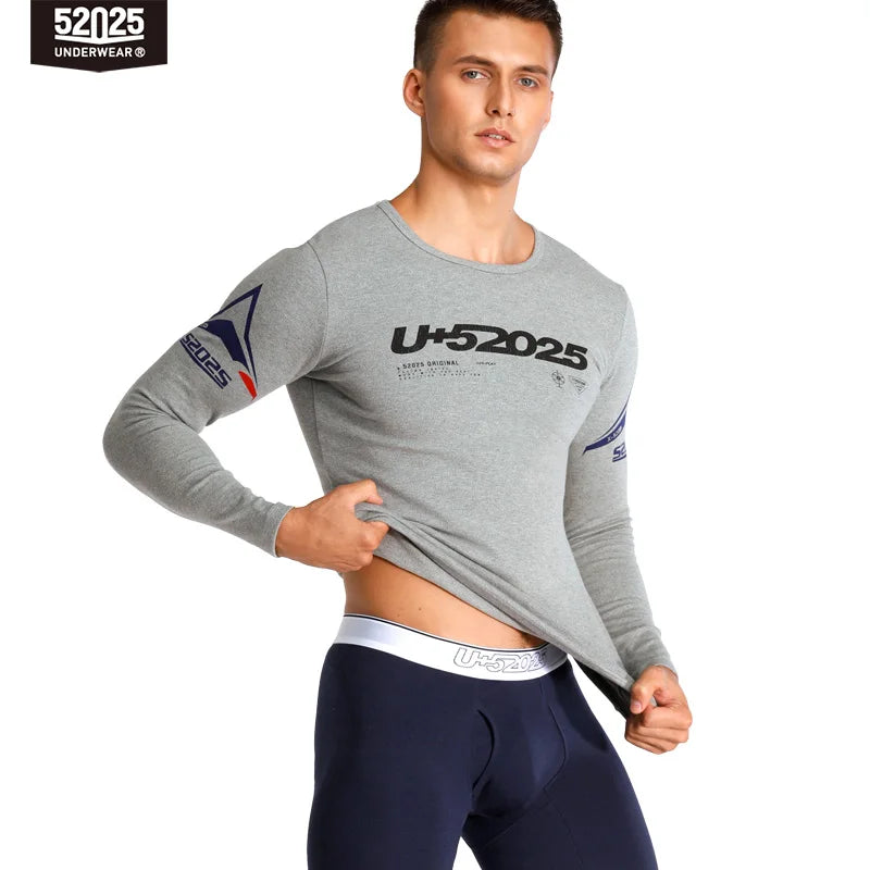 52025 Men's Fleece-Lined Thermal Underwear Set – Warm Cotton-Viscose Blend, Soft Winter Comfort and Cozy Everyday Fit