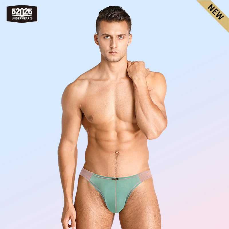 52025 Men's Contrast Color High-Cut Briefs – Soft Quick-Dry Modal Blend, Contoured Pouch and Confident Modern Style