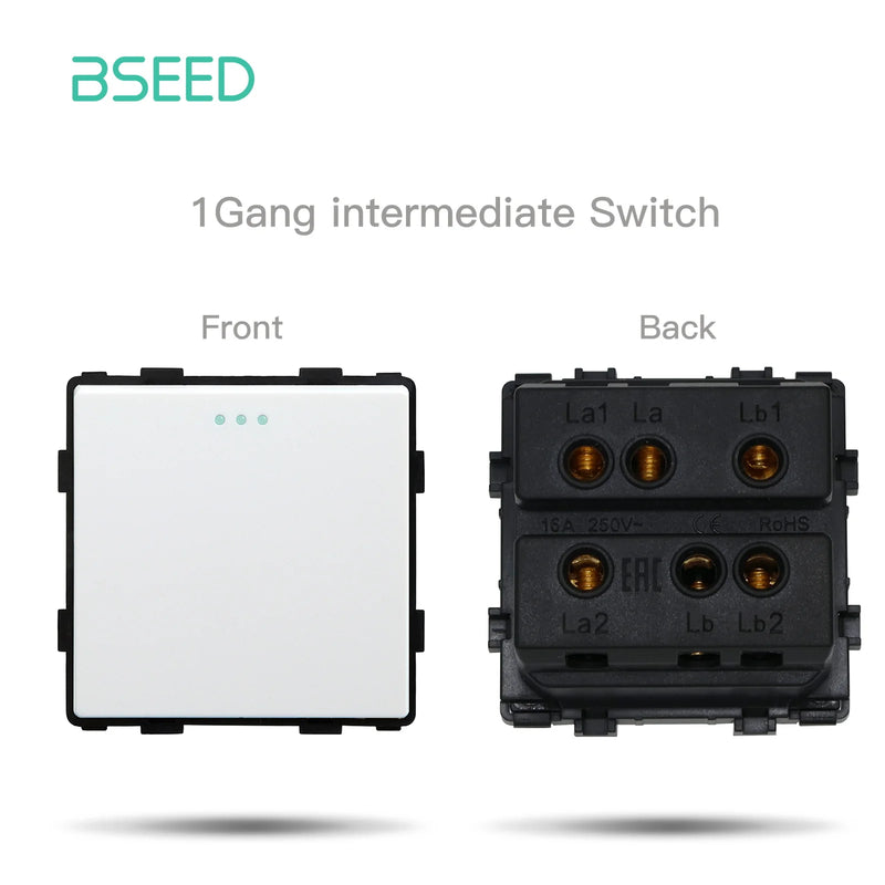 BSEED 1/2/3Gang 1/2Way Wall Button Switch Wall Power Socket Electrical Outlets Part Glass Frame DIY Module Part Free Combination