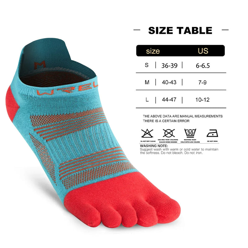 WRELS Five Finger Toe Running Socks Athletic Breathable Five Finger Socks High Performance Moisture Wicking Five Toe Socks