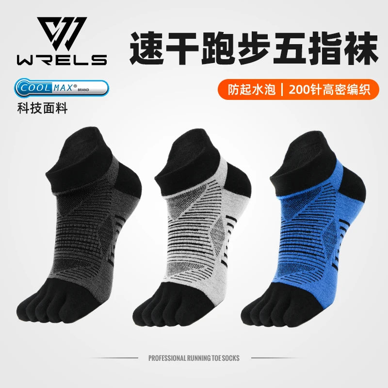 WRELS COOLMAX Five Finger Socks High Performance Athletic Toe Socks 1/3Pair Moisture Wicking Breathable Quick-Dry Five Toe Socks