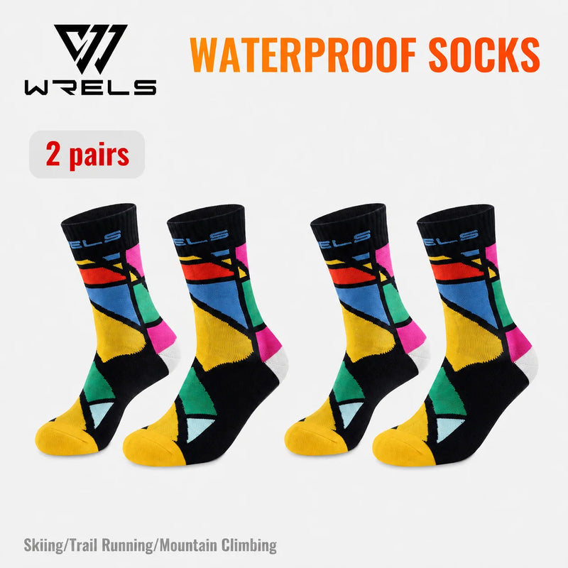 WRELS 1/2/3 Pairs Waterproof Socks Breathable Cushioned Athletic Socks Warm Anti-Slip Outdoor Wading Skiing Fishing Hiking Socks
