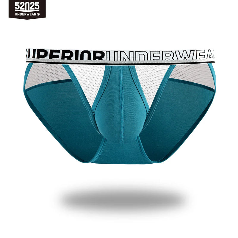 52025 Men's Premium Modal High-Cut Briefs – Breathable Silk-Mesh Pouch, Double Side Fly and Ventilated All-Day Comfort