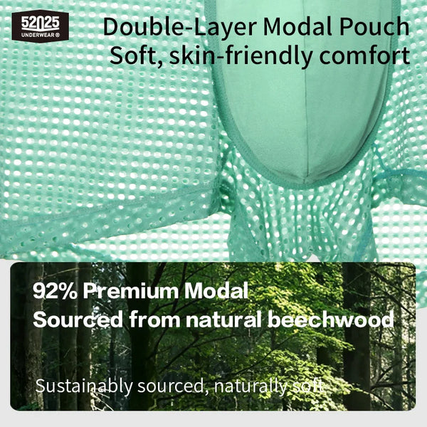 52025 Men's Cooling Mesh Premium Boxers – U+ Anatomical Pouch, Lightweight Airflow and Ultra-Breathable Comfort