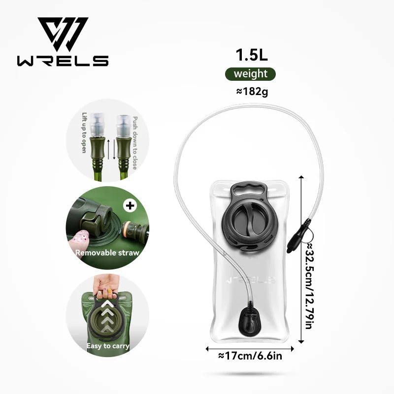 WRELS 1.5L/2L/2.5L/3L Hydration Bladder Leak Proof Water Reservoir BPA Free Water Storage Bag for Hiking Cycling Running Sports
