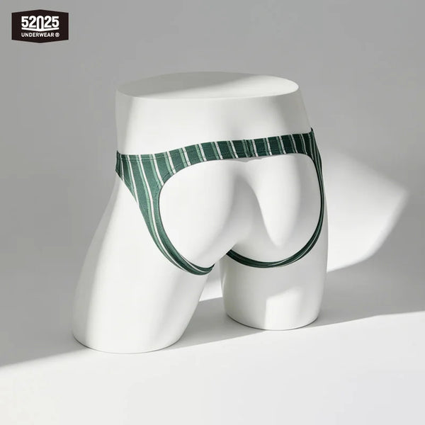 52025 Premium Striped Modal Jockstrap – Enhanced Large Support Pouch, Breathable Open Back and Ultra-Smooth Comfort