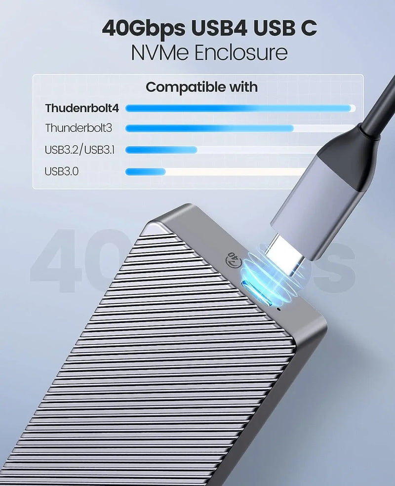ORICO 40Gbps M.2 NVMe SSD Enclosure USB4 PCIe3.0x4 USB C Aluminum External Adapter Compatible with Thunderbolt 3 4 Tool Free