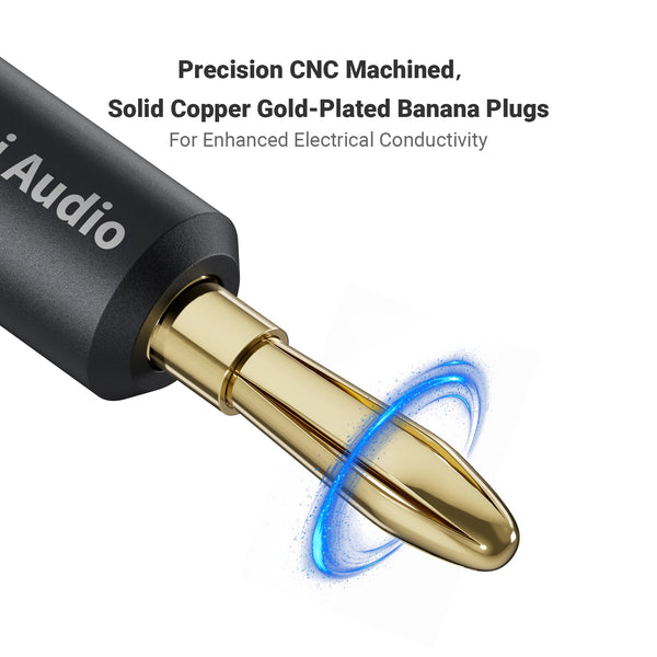 ឌុយចេក Fosi Audio 2 គូ/4 ដុំ ពណ៌ខ្មៅ និងក្រហម 24K មាស សម្រាប់ភ្ជាប់ជាមួយឧបករណ៍បំពងសម្លេង ឧបករណ៍បំពងសម្លេង និងឧបករណ៍ទទួល