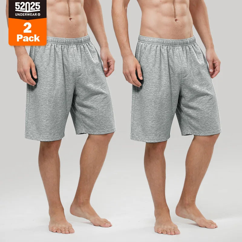 52025 Men's 100% Cotton Pajama Shorts – Relaxed Fit Lounge Shorts with Side Pockets and Breathable All-Day Comfort