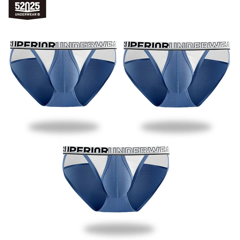 52025 Men's Premium Modal High-Cut Briefs – Breathable Silk-Mesh Pouch, Double Side Fly and Ventilated All-Day Comfort