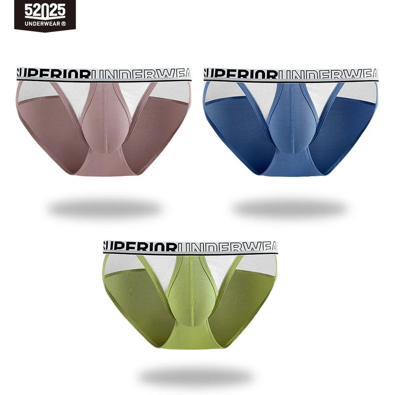 52025 Men's Premium Modal High-Cut Briefs – Breathable Silk-Mesh Pouch, Double Side Fly and Ventilated All-Day Comfort