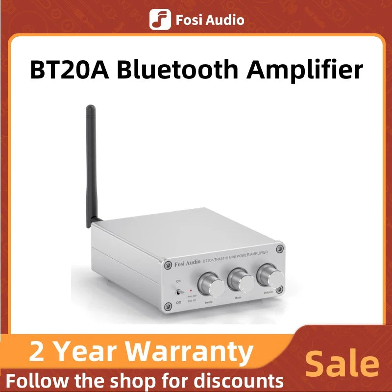 ឧបករណ៍បំពងសម្លេង Fosi Audio BT20A Bluetooth 5.0 ឧបករណ៍បំពងសម្លេងឌីជីថល 2*100W Mini HiFi Class D សម្រាប់គេហដ្ឋាន