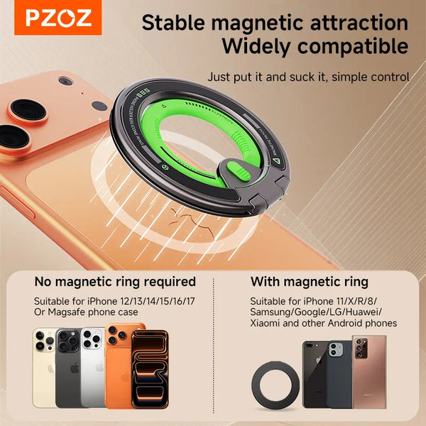 PZOZ Magnetic Ring Holder for iPhone Xiaomi vivo oneplus Samsung Galaxy Finger Ring Phone Holder foldable stand rotating loop