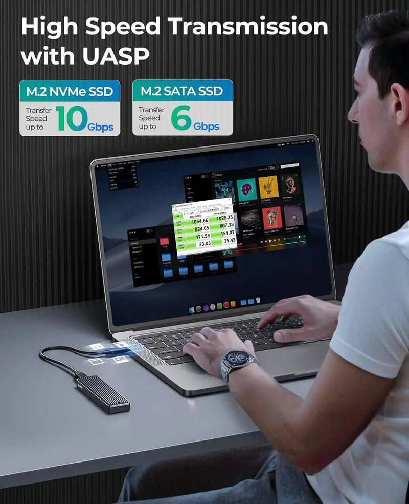 ORICO M.2 NVMe SATA SSD Enclosure USB 3.1 Gen 2 10 Gbps to NVMe PCI-E M.2 SSD Case Portable External Adapter Support UASP